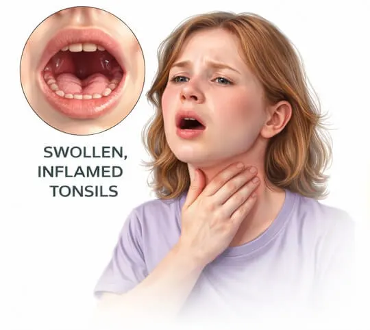 Tonsillitis swollen tonsils throat infection treatment in Pathankot